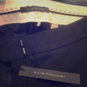 Elie Tahari Black Theora Straight Linen Blend
